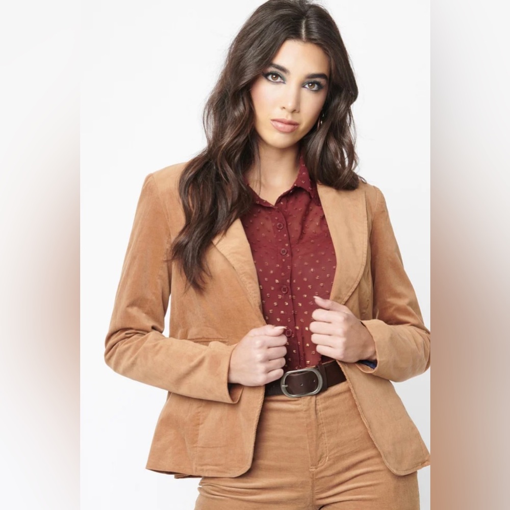 NWT Unique Vintage Golden Tan Corduroy Murphy Blazer